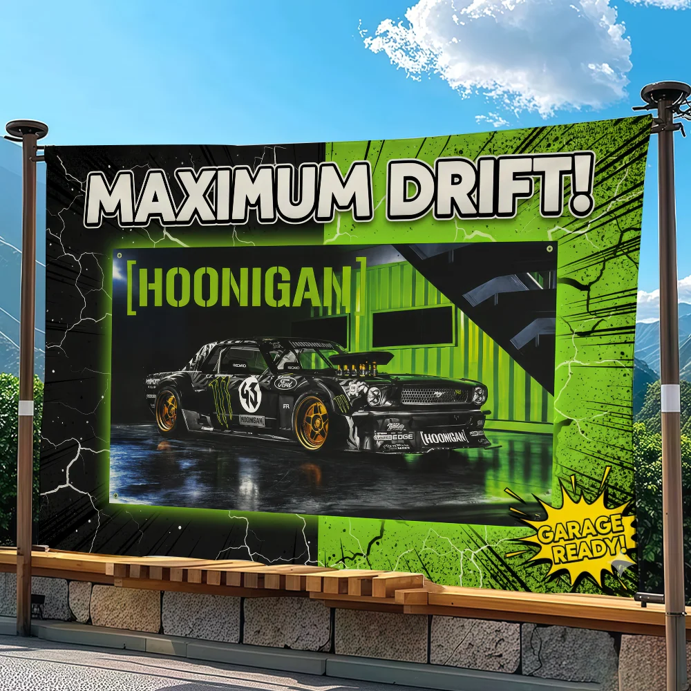H-Hoonigan Racing flag Advertising Banner for Camping Decoration Outdoor & Garage Wall Hanging Decorations