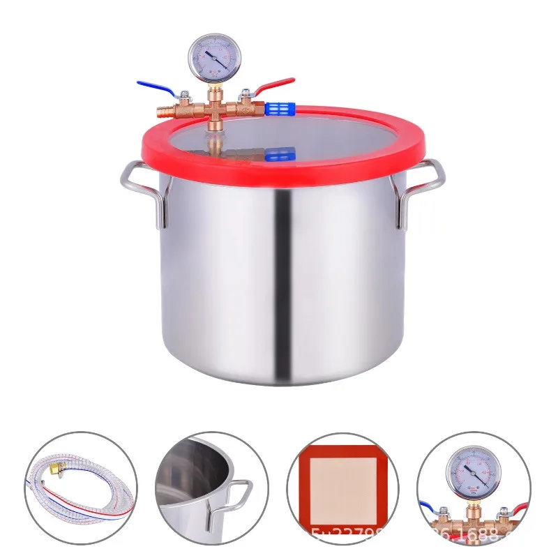 3 Gallon Vacuum Chamber for Wood Resin Degassing, Silicone and Plaster Bubble Removal Container