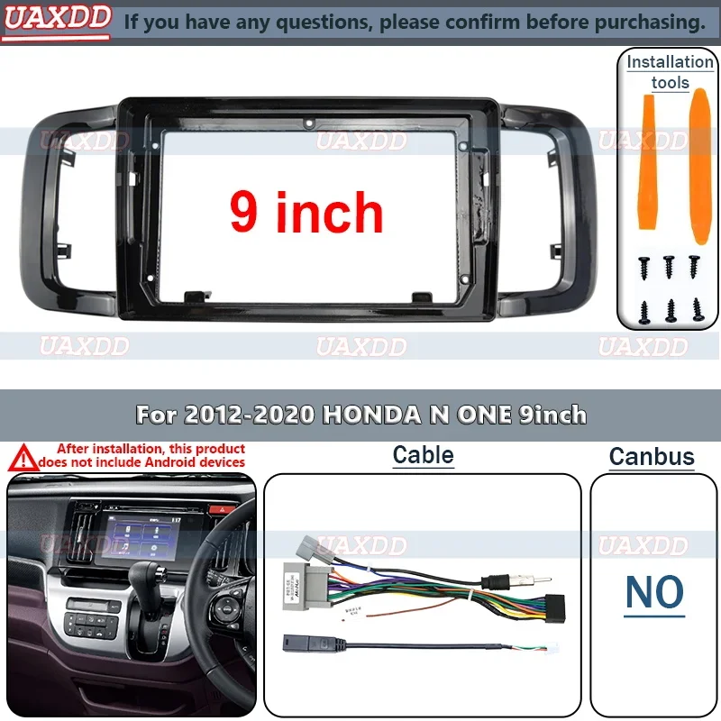 9 Inch Car Radio Fascias for Honda N One N-One 2012-2020 Car Radio Android Player Casing Frame 2 Din Stereo Fascia Cable Harness