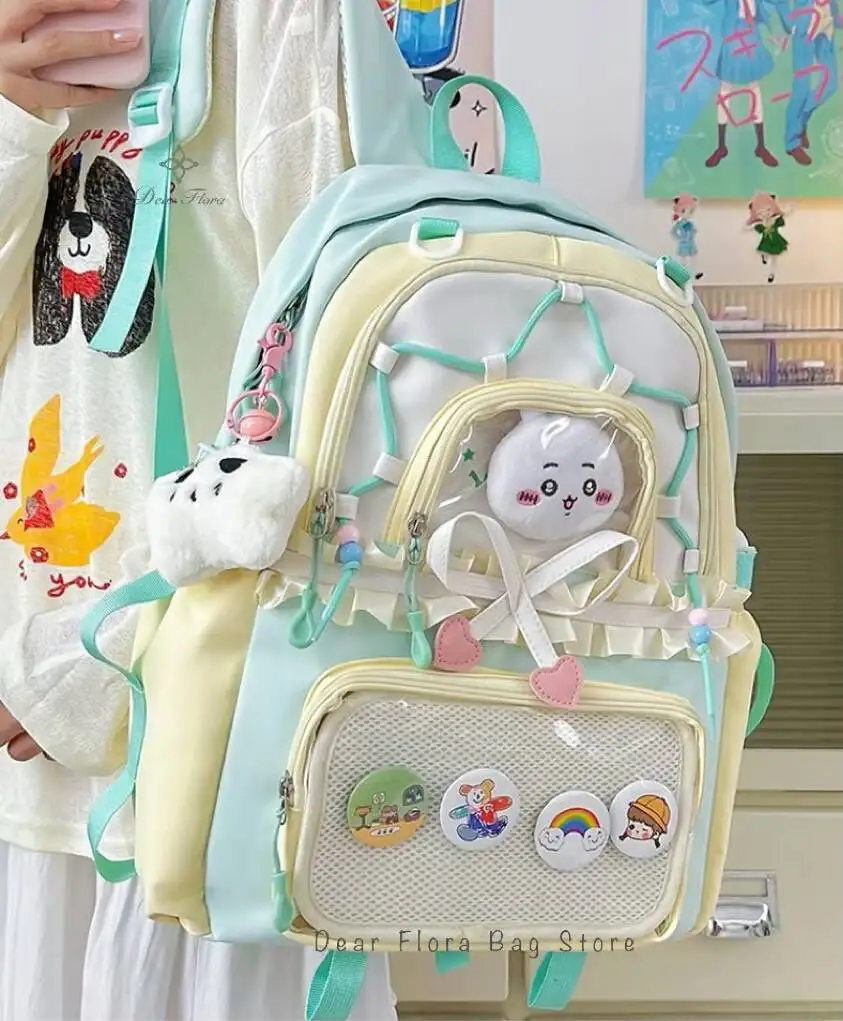 New Heart Shaped Knot Anime Ita Backpack Cute Girl Transparent Two-dimensional Knapsack High Capacity Otaku DIY Display Rucksack