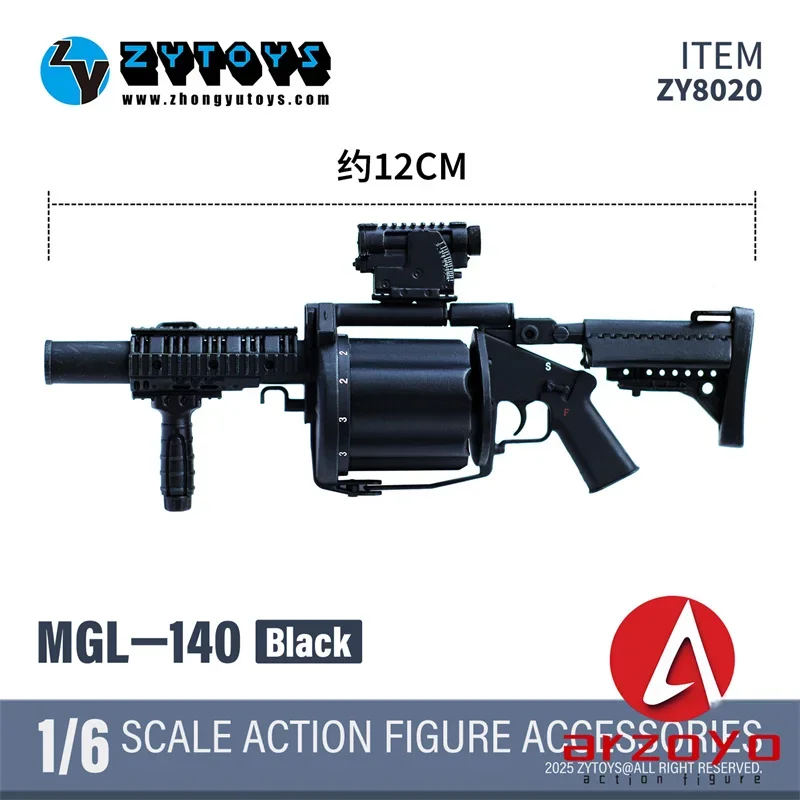 ZYTOYS ZY8020 1/6 Plastikowy Model Broni MGL-140 MGL-SHORT Model Wyrzutni Granatów Akcesoria Pasują do Figurki Żołnierza 12''