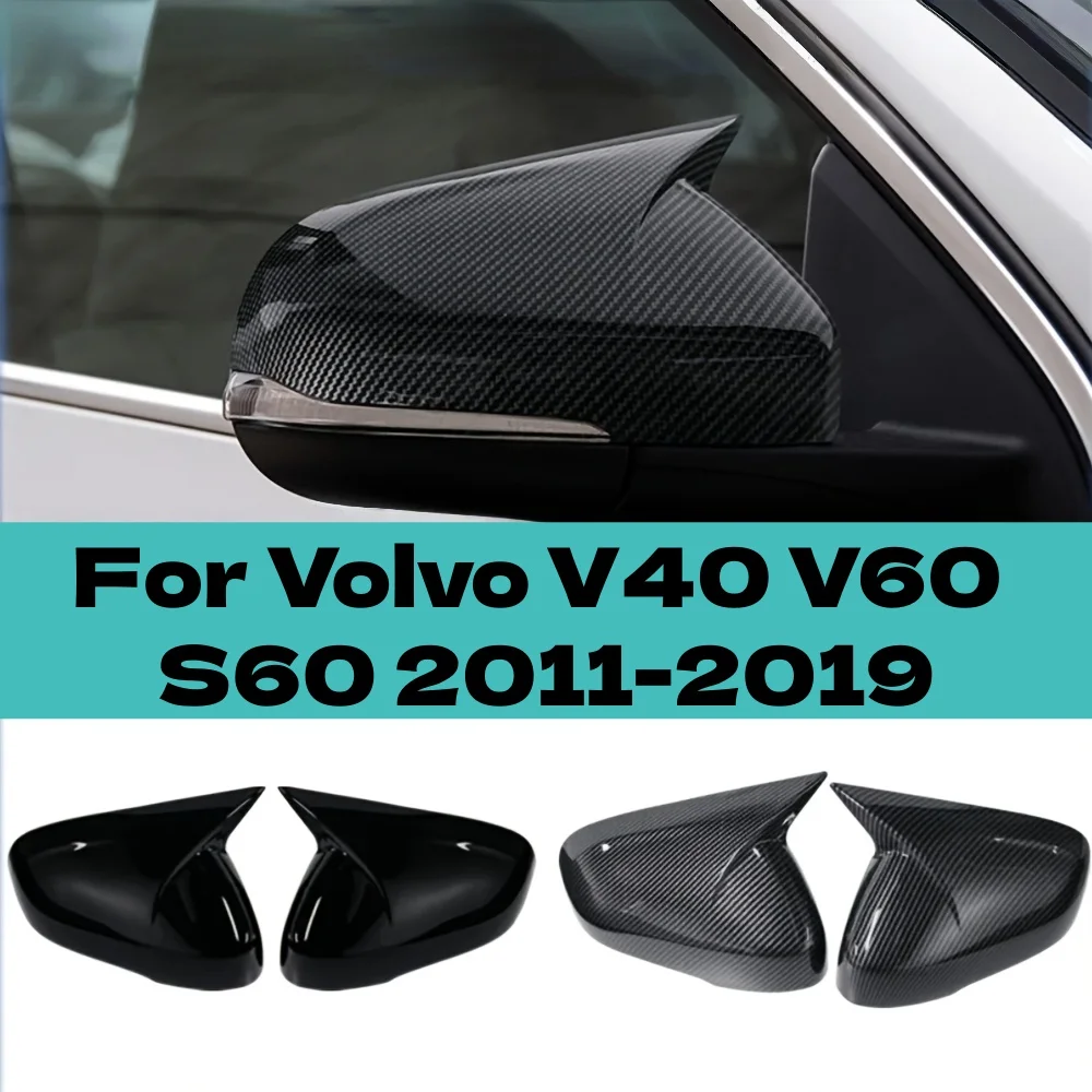 Paar Seitenspiegelabdeckungen, Zusatzflügelkappen für Volvo V40 V60 S60 2011-2019, Außenspiegel-Zierleisten Zubehör