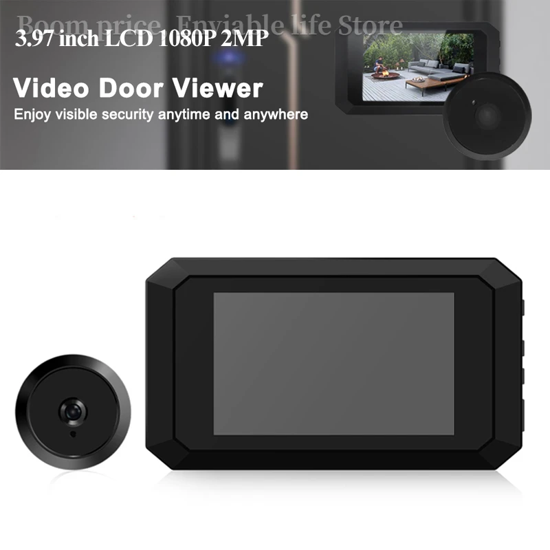 Video Door Viewer 3.97inch LCD 1080P 2MP Viewing IR Camera Door Viewer Electronic Peephole Doorbell Display with Video Recording