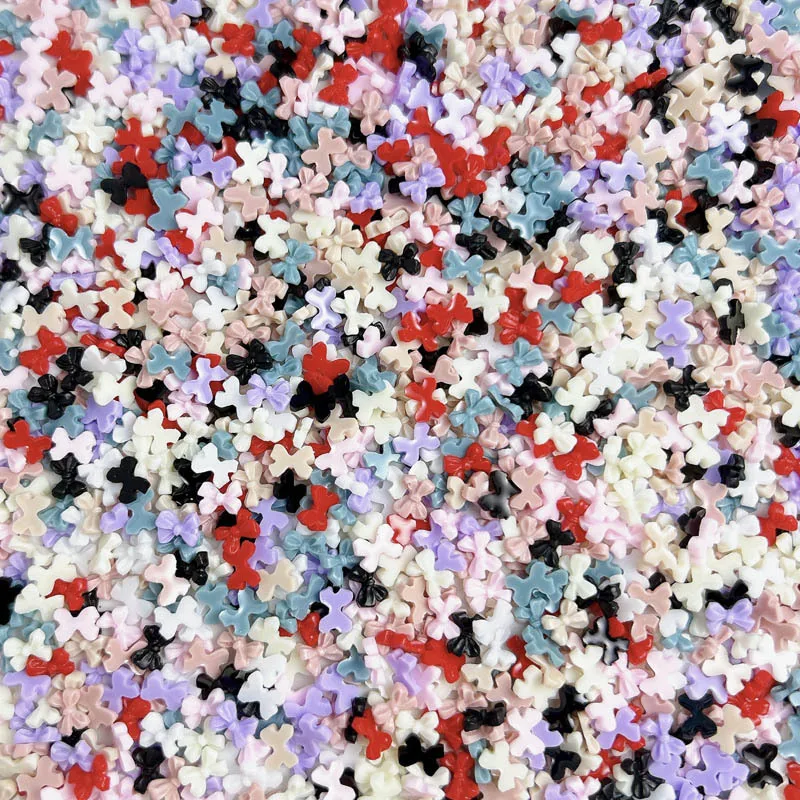 100 unidades de Mini lazo para uñas, dijes de resina, joyería 3D, lazo de colores mezclados, accesorios de decoración de uñas japoneses, suministros, piezas bonitas para decoración de uñas DIY