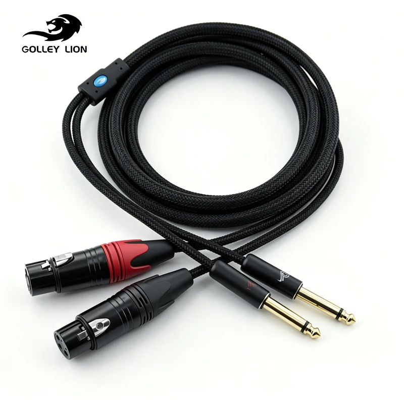 

Dual 3-Pin XLR Female To Dual 6.35mm TS Male Microphone Audio Patch Cable Splitter Converter Cable Mic Adapter Cord for Mixer