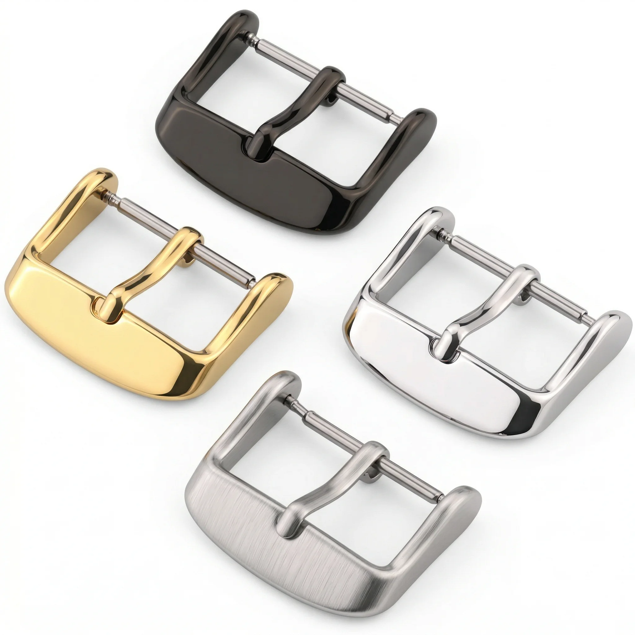 Wholesale 15pcs/Set Solid Stainless Steel Watch Band Clasp 16 20 22 24mm Silver Gold Metal Leather Watchband Strap Buckle Belt