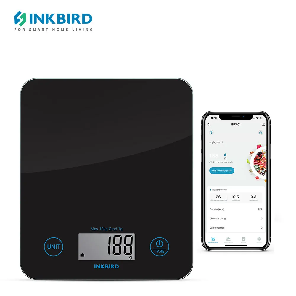 INKBIRD IBFS-01 가정용 주방 체중계, LCD 디지털 디스플레이, 블루투스 전자 저울, 쥬얼리 음식 간식 계량 도구 