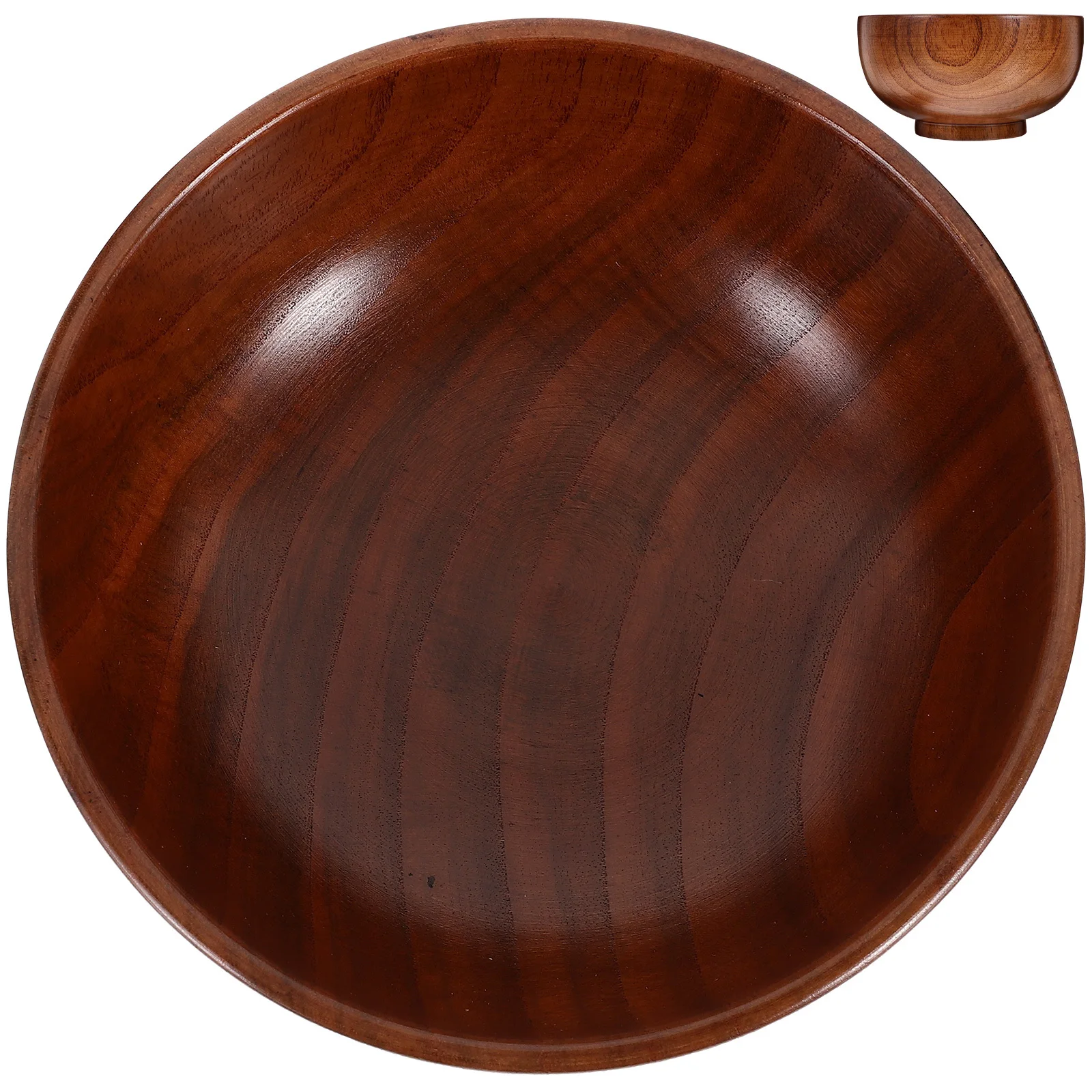 

Round Wooden Rice Bowl Natural Acid Zizyphus Wood Noodle Soup Salad Snack Food Container Multi-Use Dinner Serving Bowl for Home