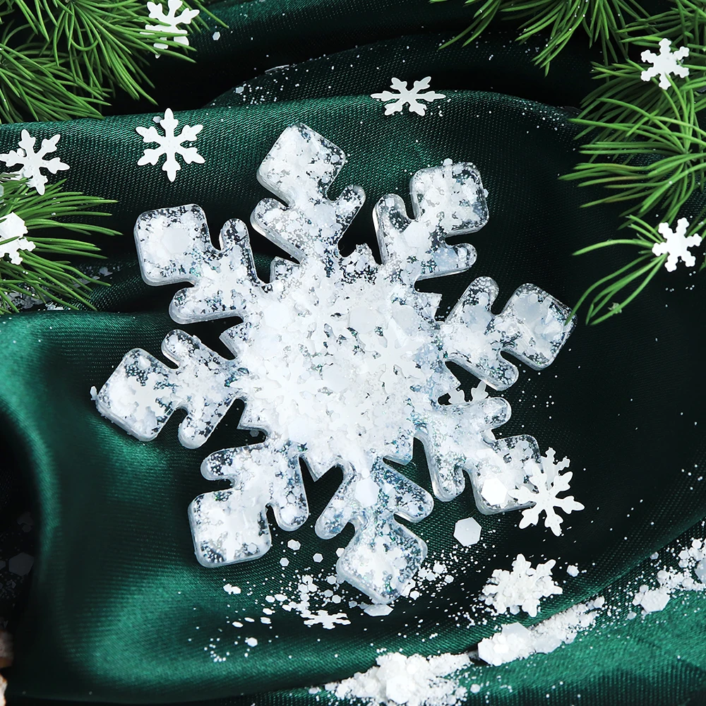 5g White Snowflakes Sequins Epoxy Resin Filling Mixed Snowflake Hexagon Paillettes Winter Christmas Resin Crafts DIY Accessories