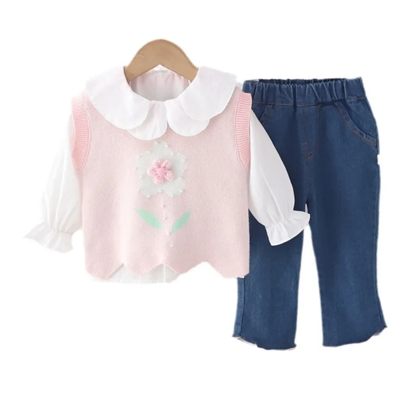 

New Spring Autumn Fashion Baby Girls Clothes Children Casual Vest Shirt Pants 3Pcs/Sets Toddler Sports Costume Kids Tracksuits