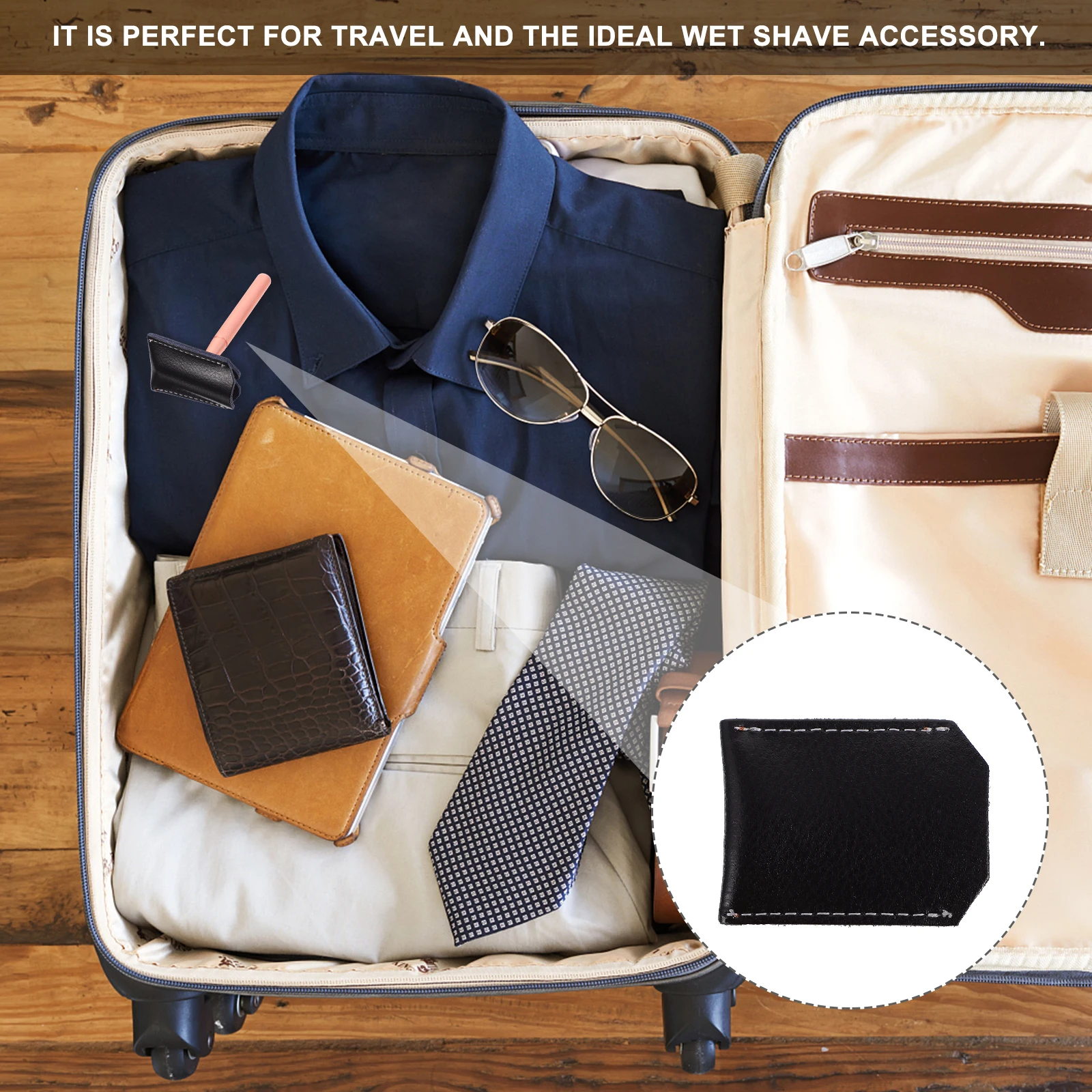 

Travel Razor Shaver Case Protective PU Bag Carrying Manual Safety Supplies Durable Wet Shave Accessories