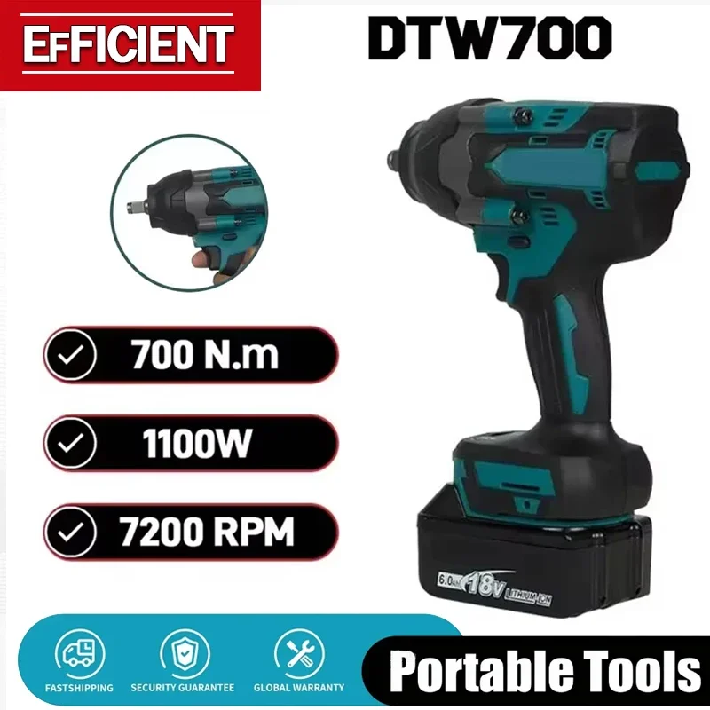 

Electric Wrench DTW700 Brushless Multi functional Rechargeable Lithium Battery Auto Repair High Torque Impact Wrench Fit Makita