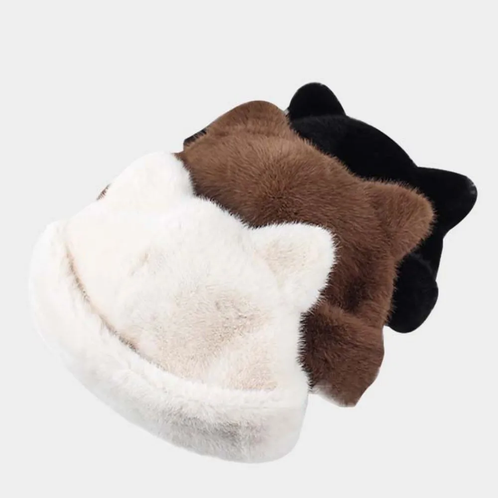 تنوعا تقليد فرو المنك ليوبارد الأذن قبعة لينة كل مباراة Brimless قبعة قبعة الكورية نمط مطاطا أفخم الدبب قبعة زوجين #4