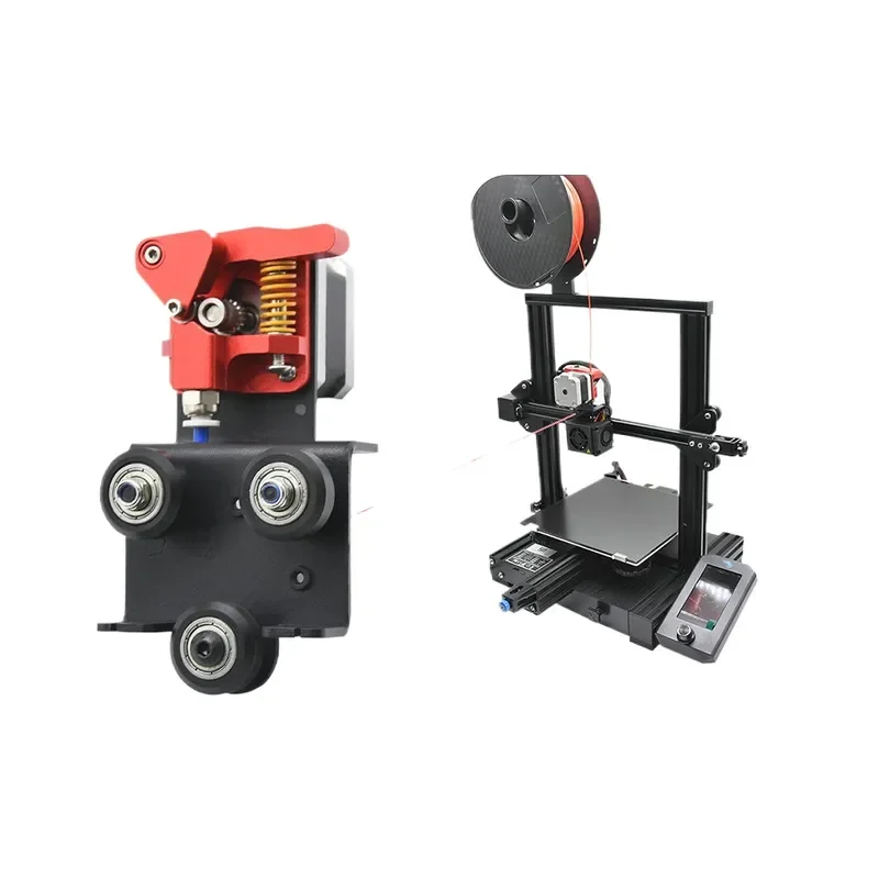 Upgraded Twin Gear Extruder Kit with Short Extrusion Sheet Metal Backplane and Pulley for 3D Printer Compatible with Ender 3