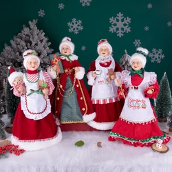Christmas Tree Decor Sequin Mrs Claus Figurines Home Decoration Christmas Holiday Collection 48CM Standing Grandma Santa Claus