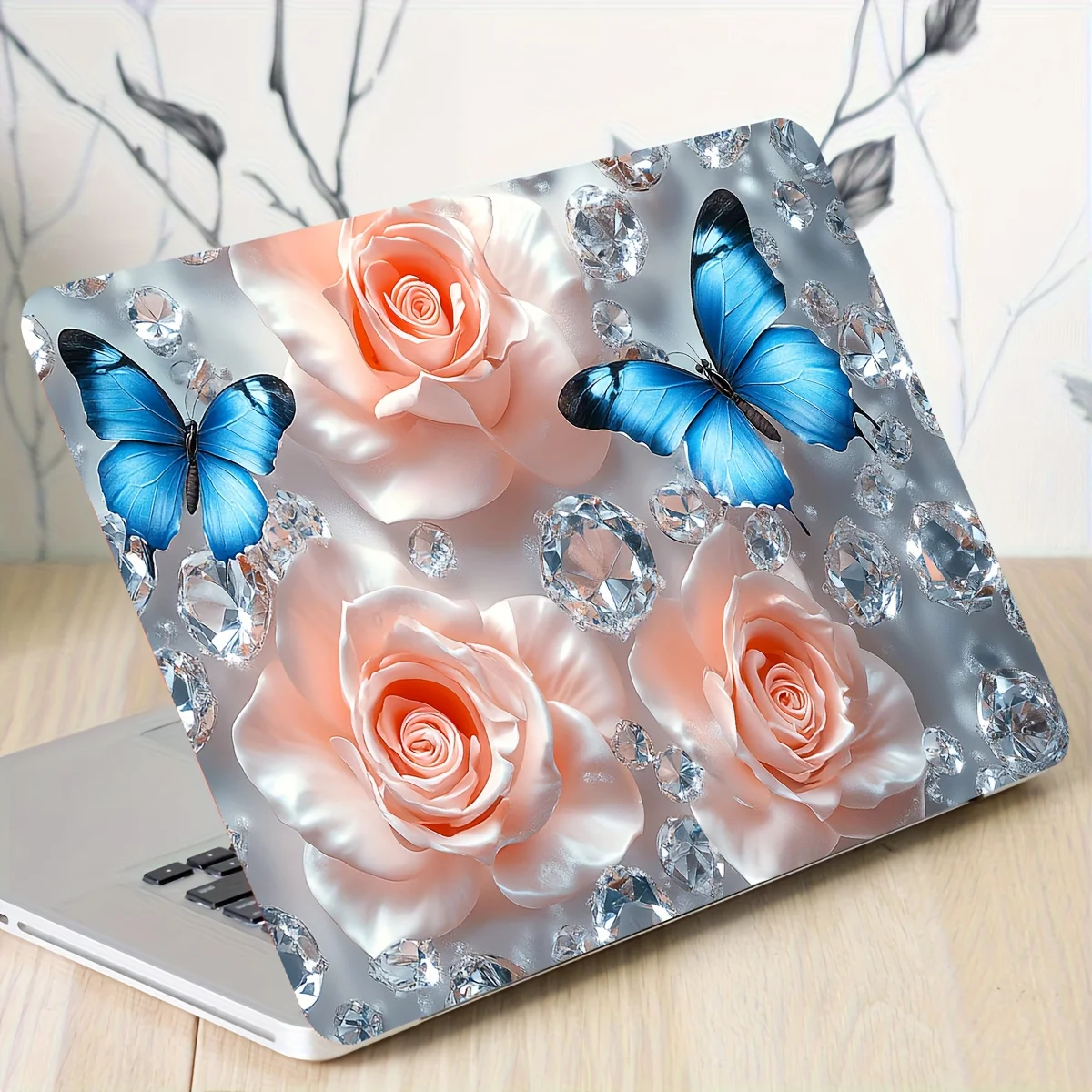 

2-piece Flower Butterfly Laptop Sticker Protective Cover - Waterproof, Suitable for Laptops, Cars, and Handbooks