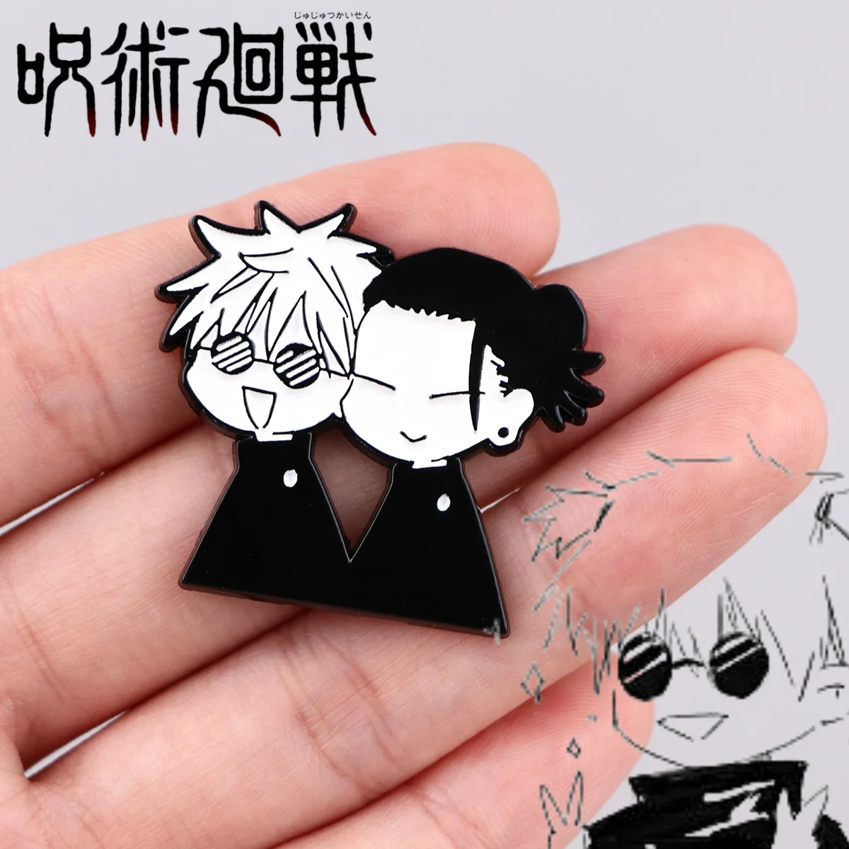 

Enamel Pin Kawaii Anime Role Eye Mask Cute Manga Brooches Badge Jujutsu Kaisen Anime Accessories for Backpack Gojo Satoru Cats