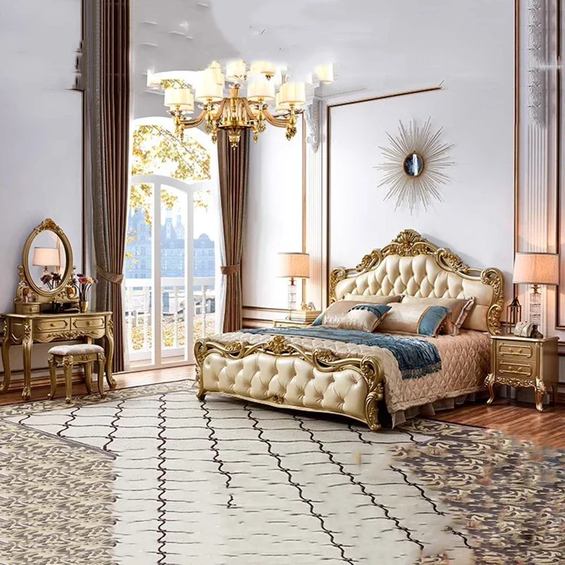 Luxury Bedroom Set Girl Design Letti E Mobili Nordic Furniture Princess Modern Designer Bedroom Set Double High End Bedding