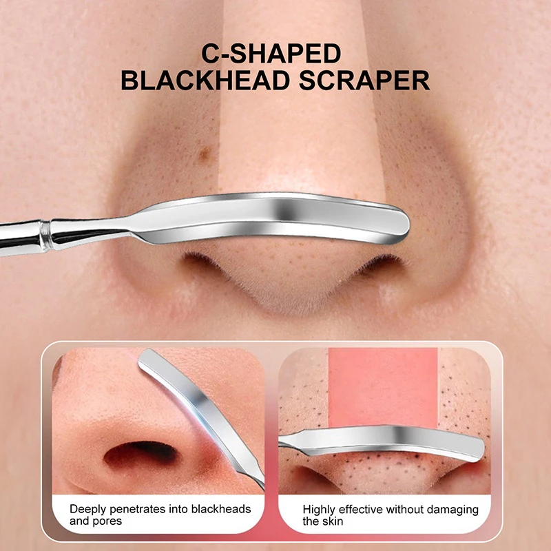 Two-Sided Blackhead Remover Espátula, nariz e rosto Blemish Pore Cleaner, Clip Pinças, Beleza e Saúde Salon Ferramenta