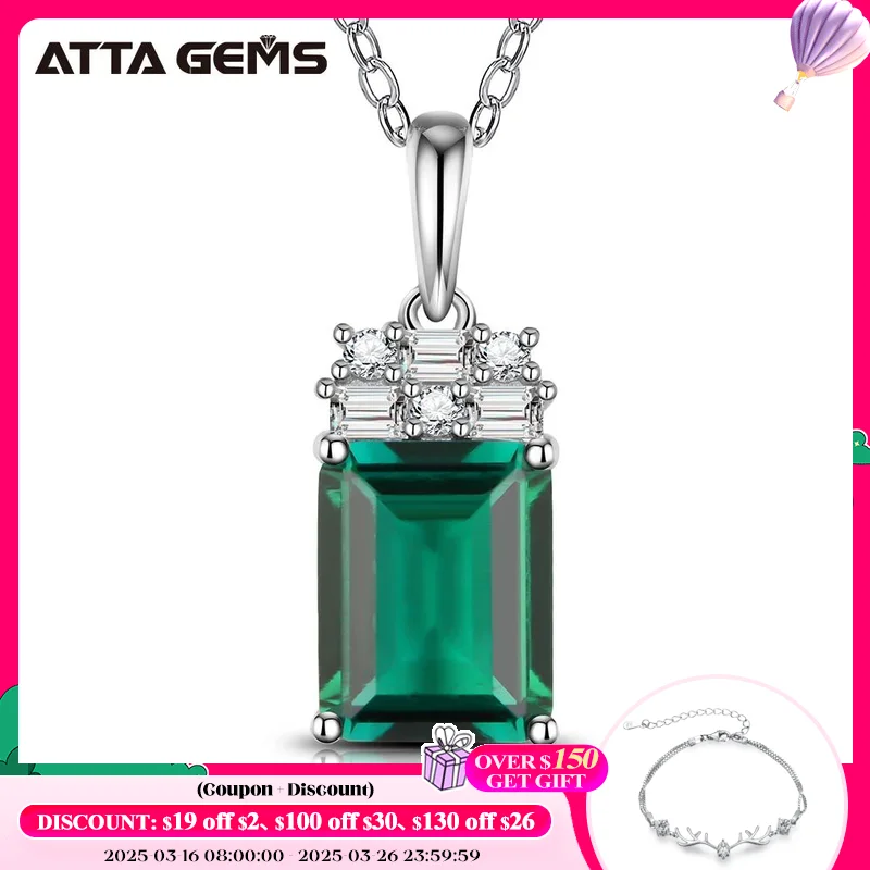 2.0CT VVS1 Emerald Pendant Necklace Octagon Shape Gemstones 925 Sterling Silver Pendant Fashion Women Fine Jewelry with Chain