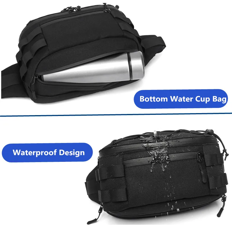 OZUKO Running fanny pack Men\'s Waist Bag Fashion Chest Pack Outdoor Sports Belt Bag for Teenager Waterproof Men Waist Bags