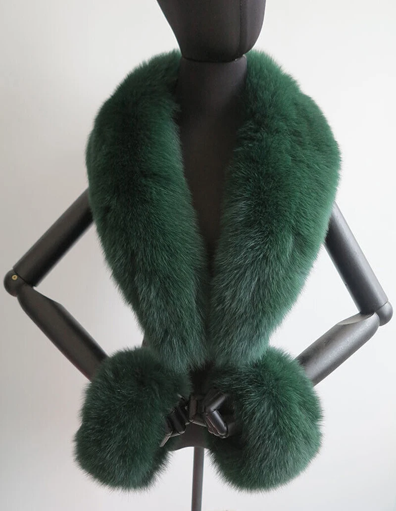 

Real Fox Fur Scarf For Women Winter Neck Warm Collar Genuine Scarves Luxury Fox Shawl Decorate Wraps Natural Fox Fur Cuffs Set