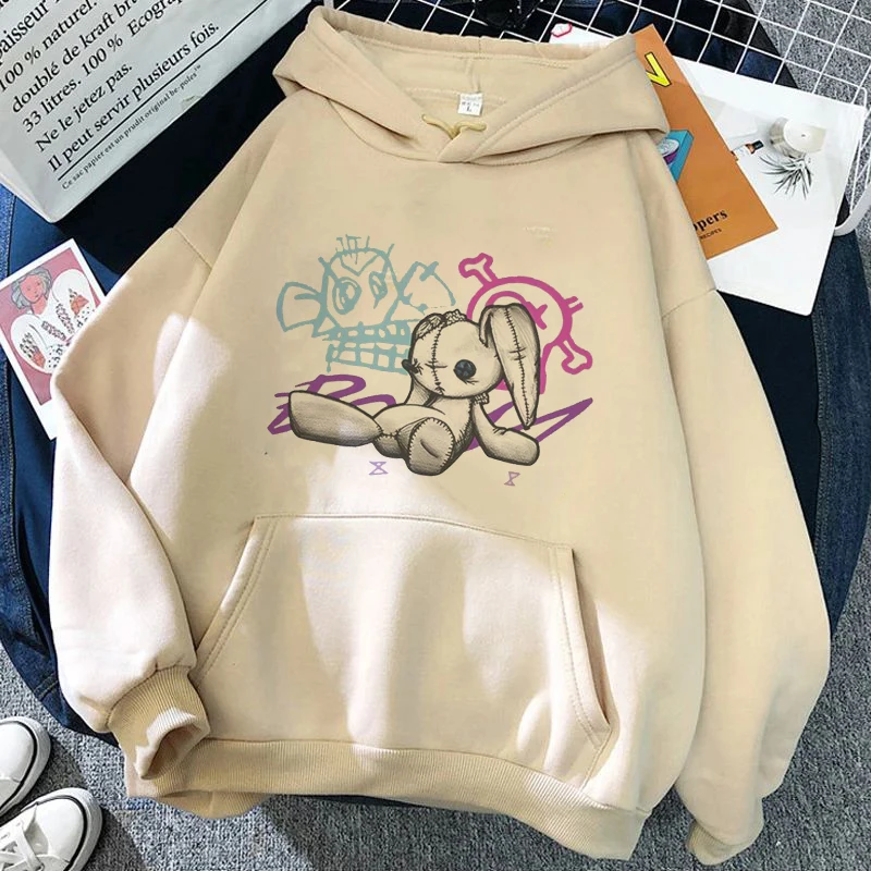 Arcane Jinx Hooded Winter Harajuku Kawaii Japanese Anime Sweatshirt with Hooded Fleece Clothes Women Comic Streetwear Pullovers