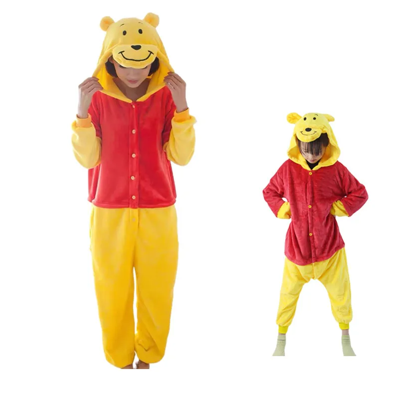 Winnie the Pooh Bear Kigurumi Onesies Cosplay Costume Adult Children Kids Pajamas Jumpsuit Party Winter Cartoon Sleepwear Pijama