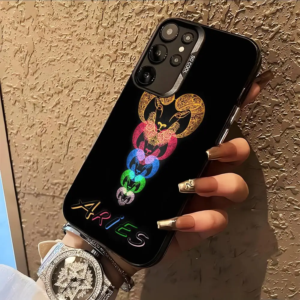 Zodiac Sign Aries Phone Case for Samsung Galaxy A57 56 55 54 52 37 36 35 34 27 26 25 17 16 5G Colorful Silver Cover