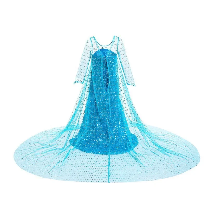 Kids Elsa Princess Full Accessory Costume Set Sequins Cosplay Outfit Little Girls Halloween Birthday Party Clothes image 5