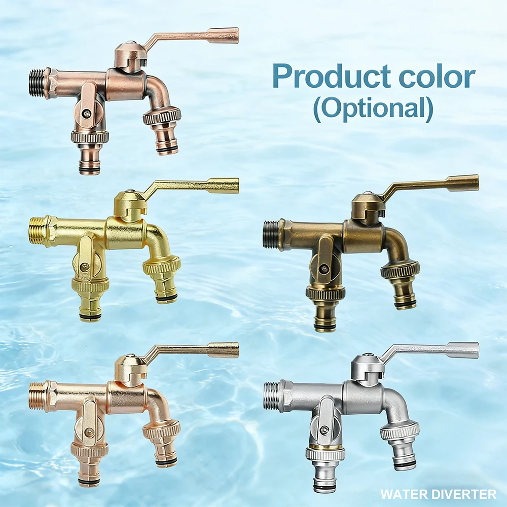 Double-outlet Faucet, with Brass Valves for Laundry Room Garden Irrigation and Domestic Use Faucet