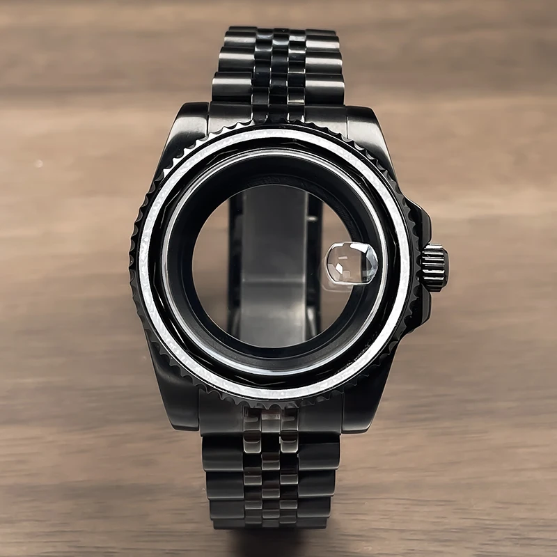 40mm NH35 Gehäuse Edelstahl SaphirglasAll Black Sub GMT 316L Seik Mod Zubehör NH35 NH36 NH34 Uhrwerk Uhrengehäuse – Detail 2