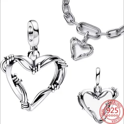 2024 Collection of Valentine's Day Gift Brand ME Wire Heart Medallion Dangle Charm Fit Women's Original Bracelets and Ne