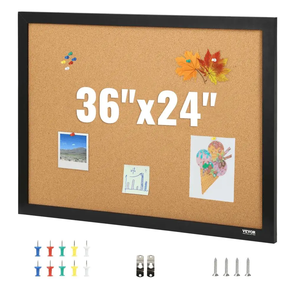 

36x24 inches MDF Bulletin Board with Sticker Frame for display and Decoration Includes 10 Pushpins for Office Home and School