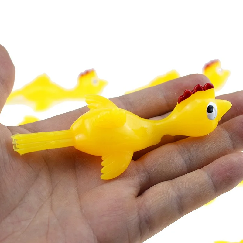 NEW 20pcs Catapult Launch Turkey Elastic Flying Finger Chicken Fun Tricky Slingshot Birds Sticky Wall Chicken antistress Toys