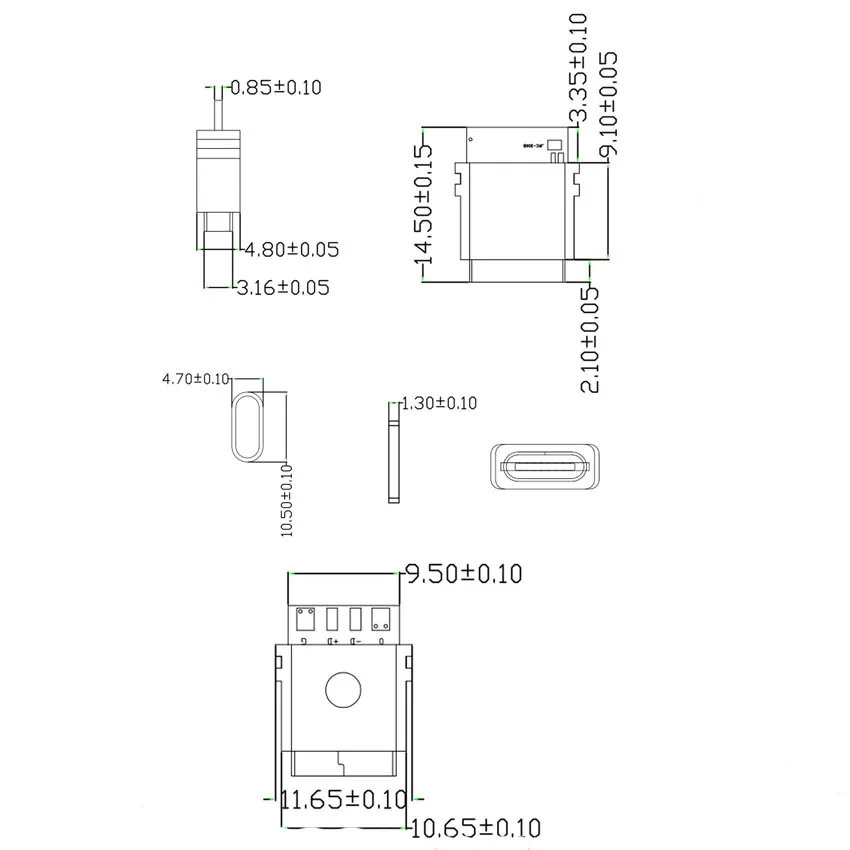 5pcs Waterproof USB C Jack Type-C 4Pin Female Connector Port Data Socket For DIY PCB Solder Design Charging Data Transmission