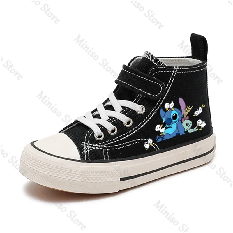 Zapatos de lona de Disney para niños y niñas, zapatos informales de dibujos animados kawaii Lilo Stitch, zapatos deportivos cómodos, zapatos de tenis estampados para niños