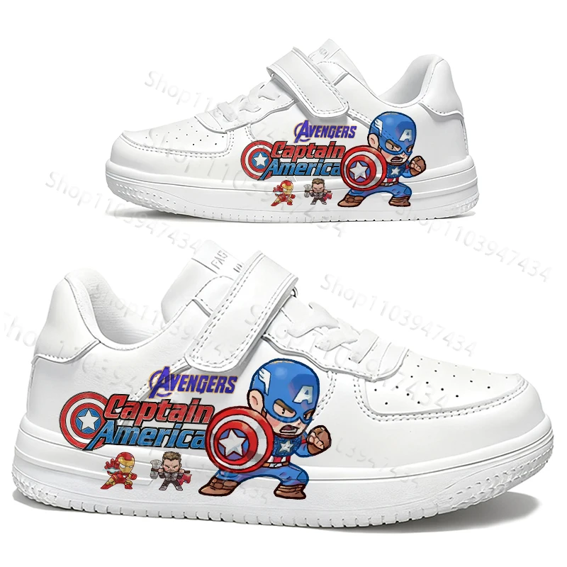 

Детские водонепроницаемые кроссовки Captain America для мальчиков и девочек, простые дышащие прогулочные кроссовки с изображением супергероев, подарок, размер 28-40