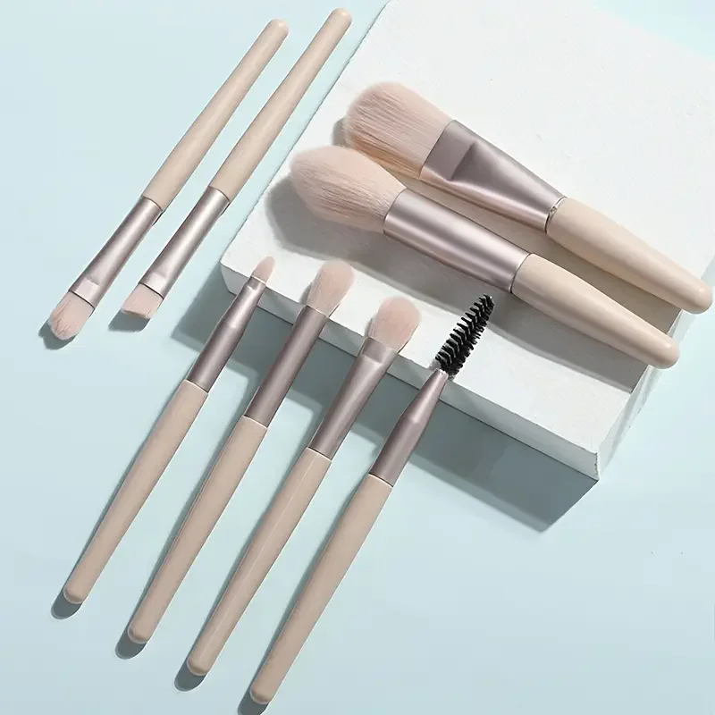 Ensemble de pinceaux pour fard à paupières, 8 pièces, pinceaux portables pour les yeux, pinceaux de maquillage pour les yeux, Eyeliner, brosse coudée