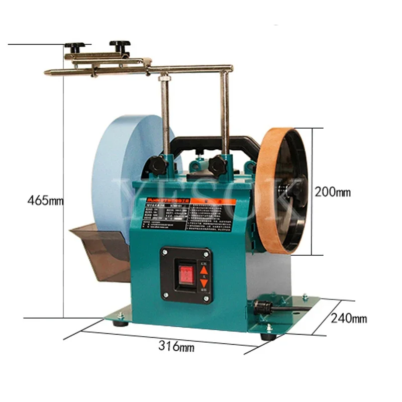 220 Mesh 10 Inch Water Cooled Knife Sharpener Low Speed Grinder 220V Electric Scissor Polishing Machine 95 RPM for Kitchen Tools