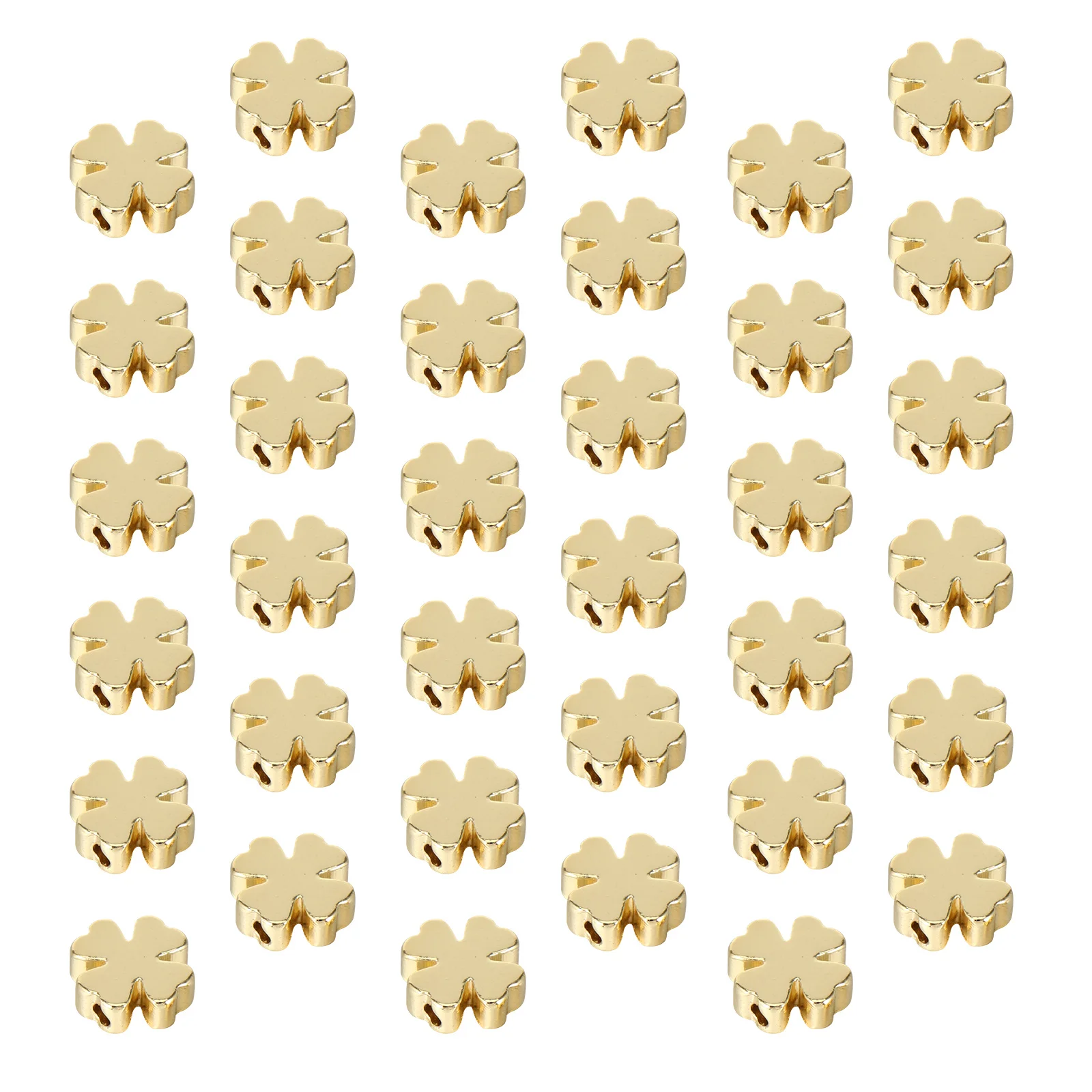 60Pcs Four Leaf Jewelry Beads Golden DIY Spacer for Necklace Bracelet Making Craft Decoration Supplies Spacer Beads