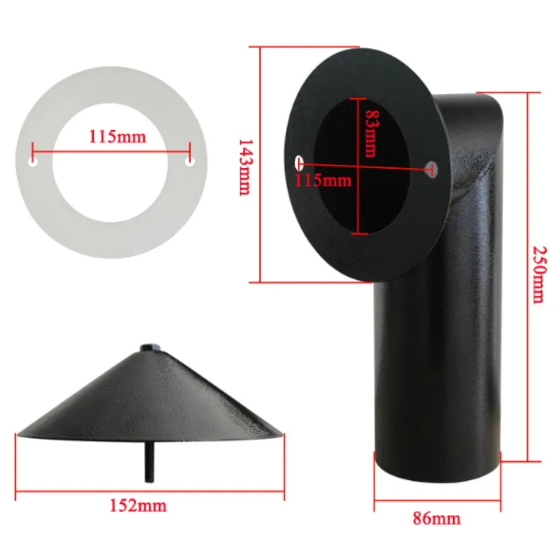 Iron pellet Grill Smoke Stack Replacement Flue Pipe Kit for Barbecue Smoker stove air circulation accessories