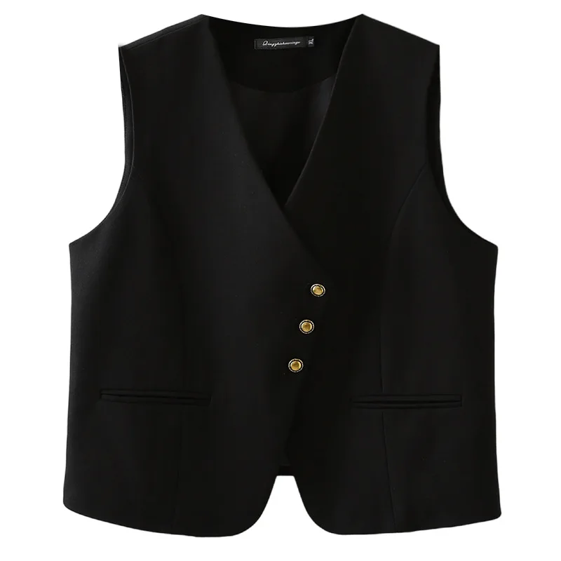 

XXXXL Fashion Plus Size Women's Suit Vest New Autumn Style V-neck Waistcoat Casual Sleeveless Jacket 2517