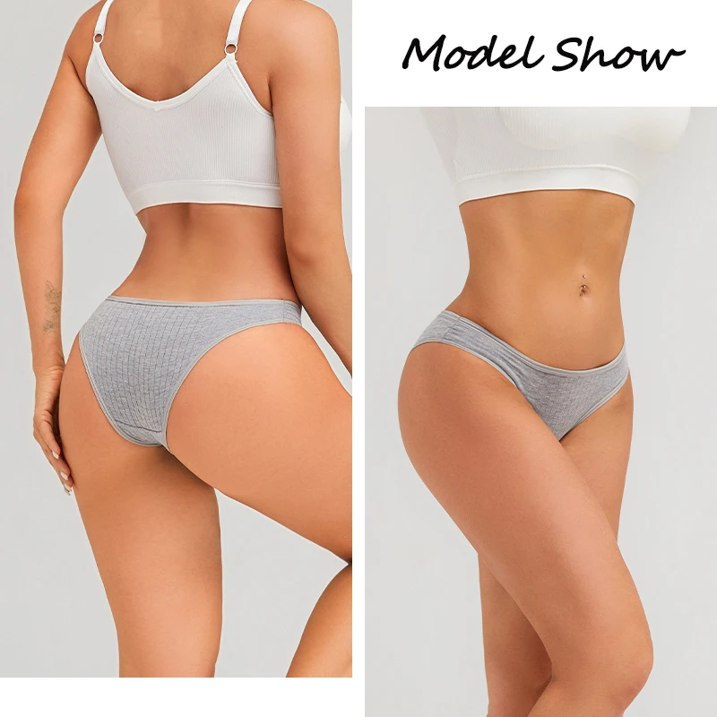 FINETOO 7 قطعة/المجموعة النساء القطن سراويل لينة مخطط السروال منخفضة الخصر مثير الملابس الداخلية الإناث مريحة تمتد الملابس الداخلية M-XL #3