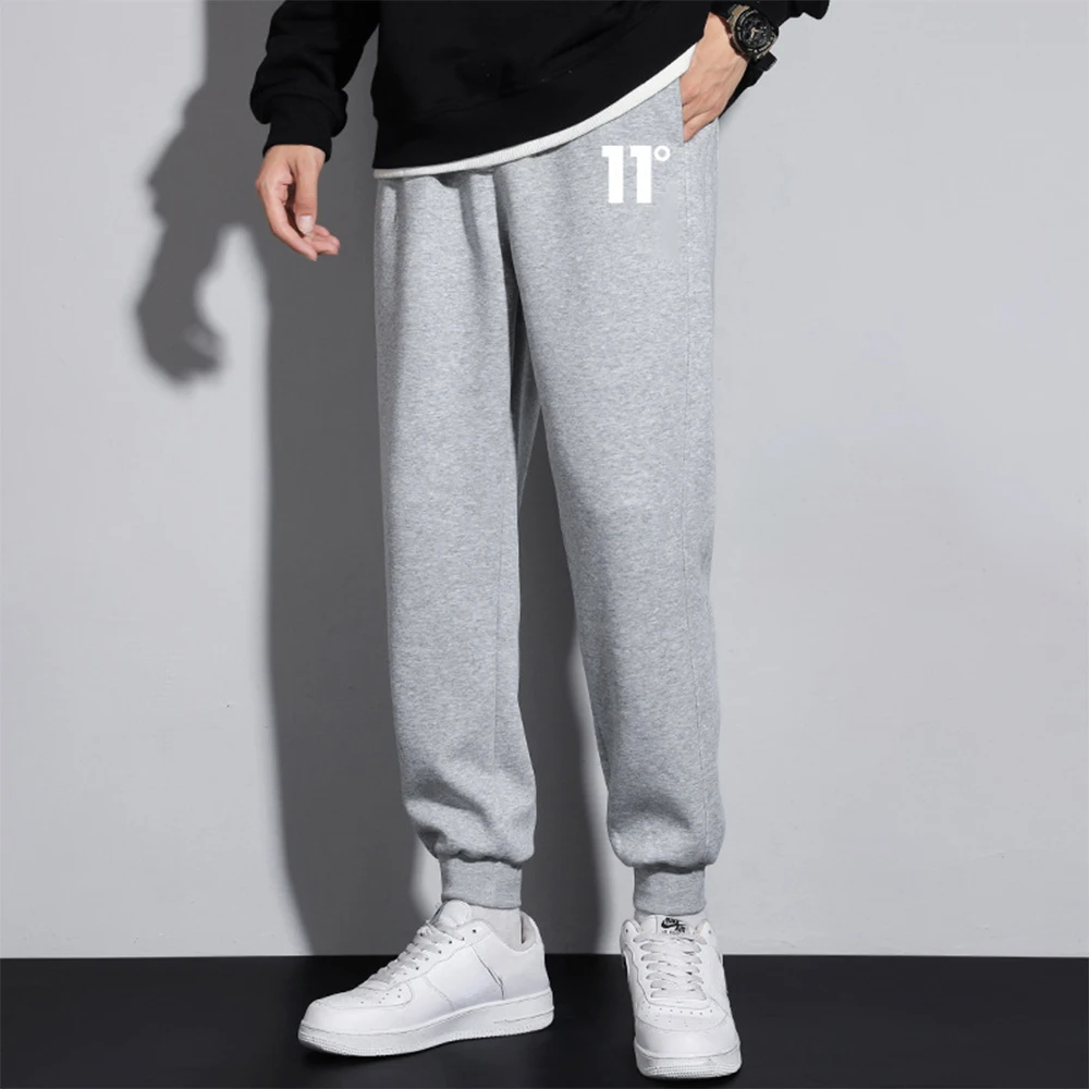 

Мужские спортивные повседневные брюки из высококачественной ткани 2026, дизайн с эластичным поясом, свободные и удобные брюки прямого кроя, плотные мужские брюки