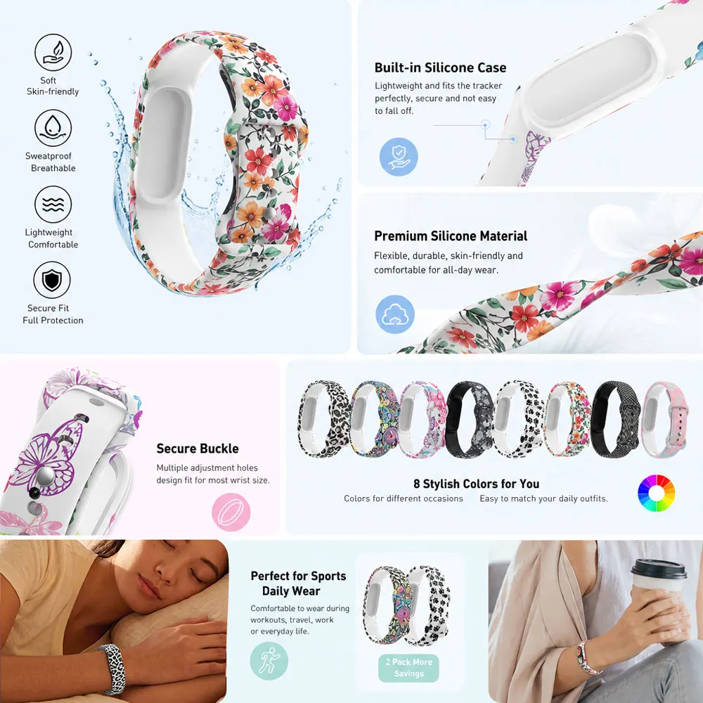 New Printed Silicone Wristband for Google Fitbit Air Dedicated, Integrated Strap Offering A Secure Breathable and Comfortable