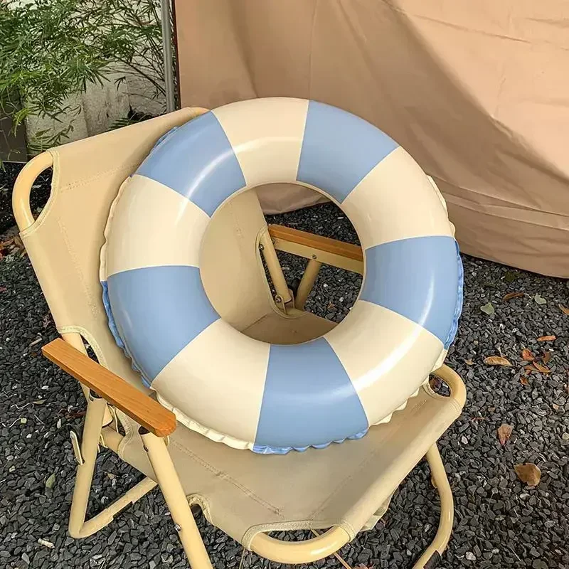 Anillo de natación para niños, anillo de natación a rayas de PVC, cojín flotante inflable de verano para niños y niñas, tubo de natación, Donuts flotantes