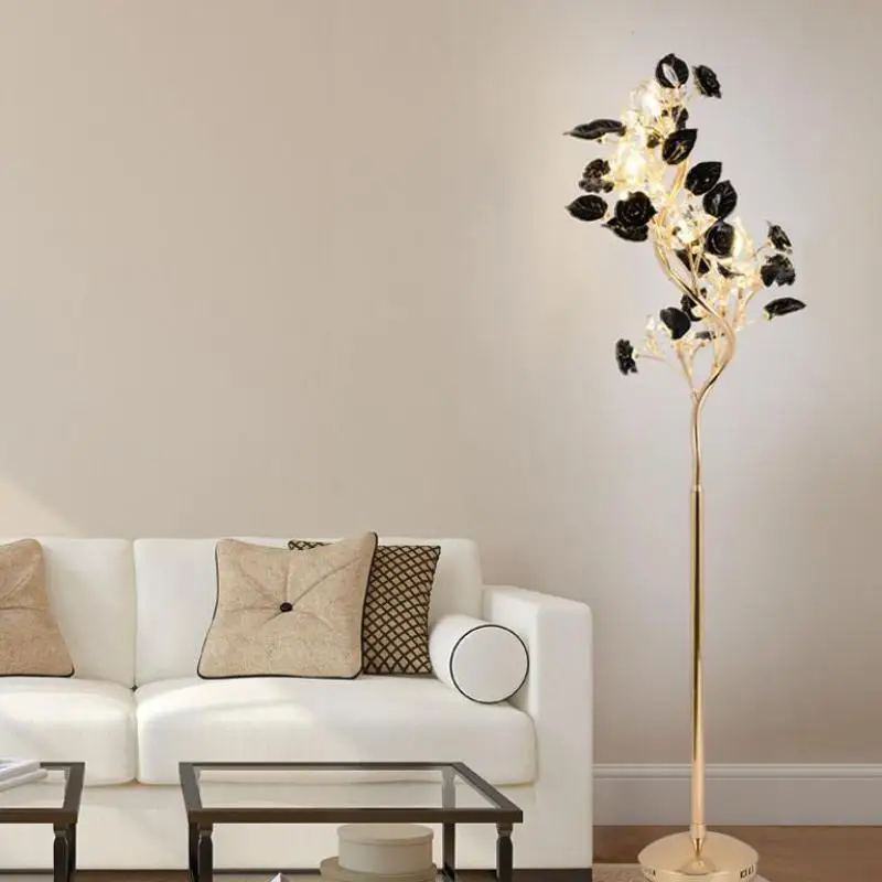 Ceramic Rose G9 LED Crystal Floor Lamp - Wedding Living Room Flower Decor Home Party Christmas Tree Standing Light