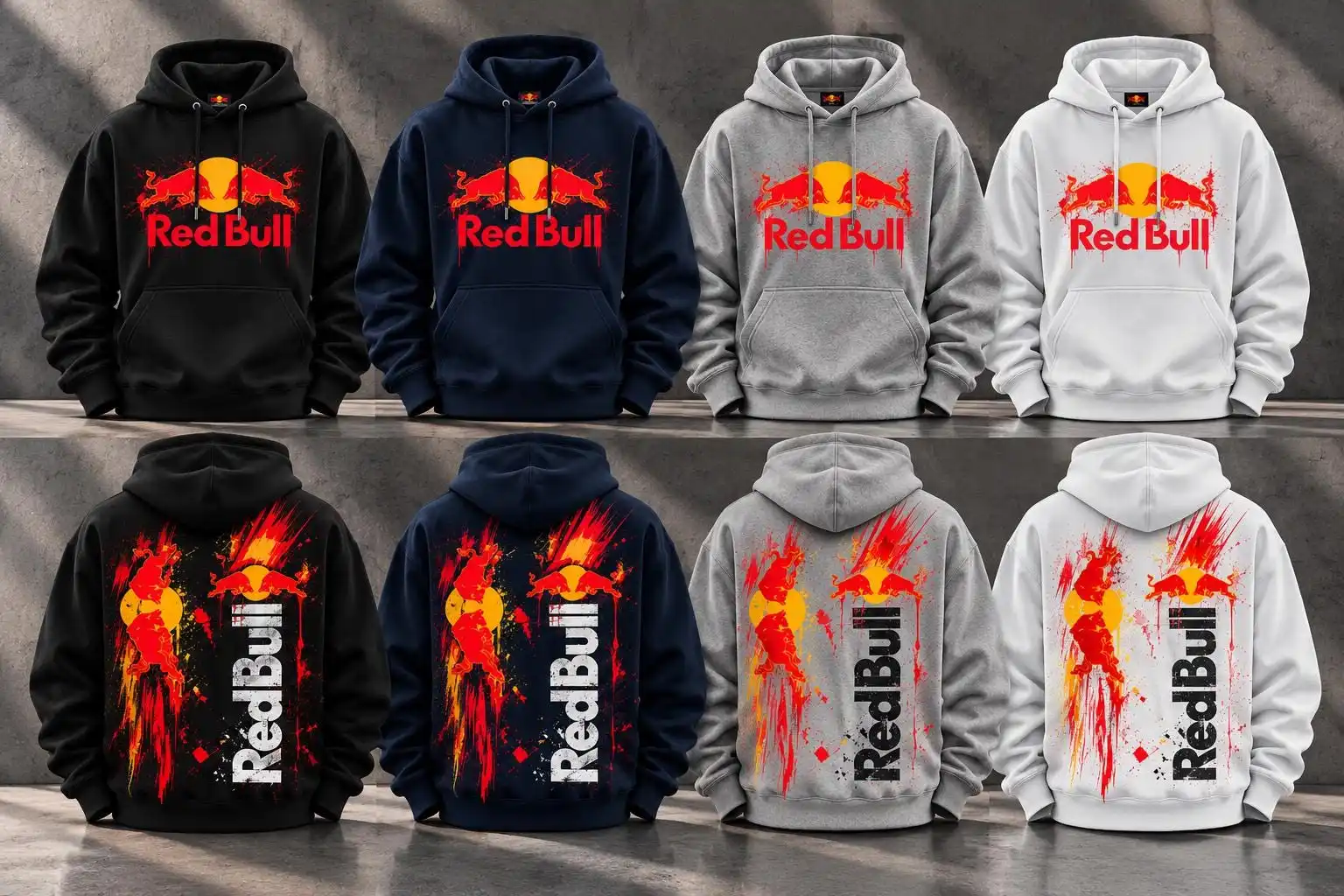 Red Bull Graffiti Style Men Hoodie, New 3D Print Sports Sweatshirt, Casual Pullover Extreme Racing Fan Hooded Top