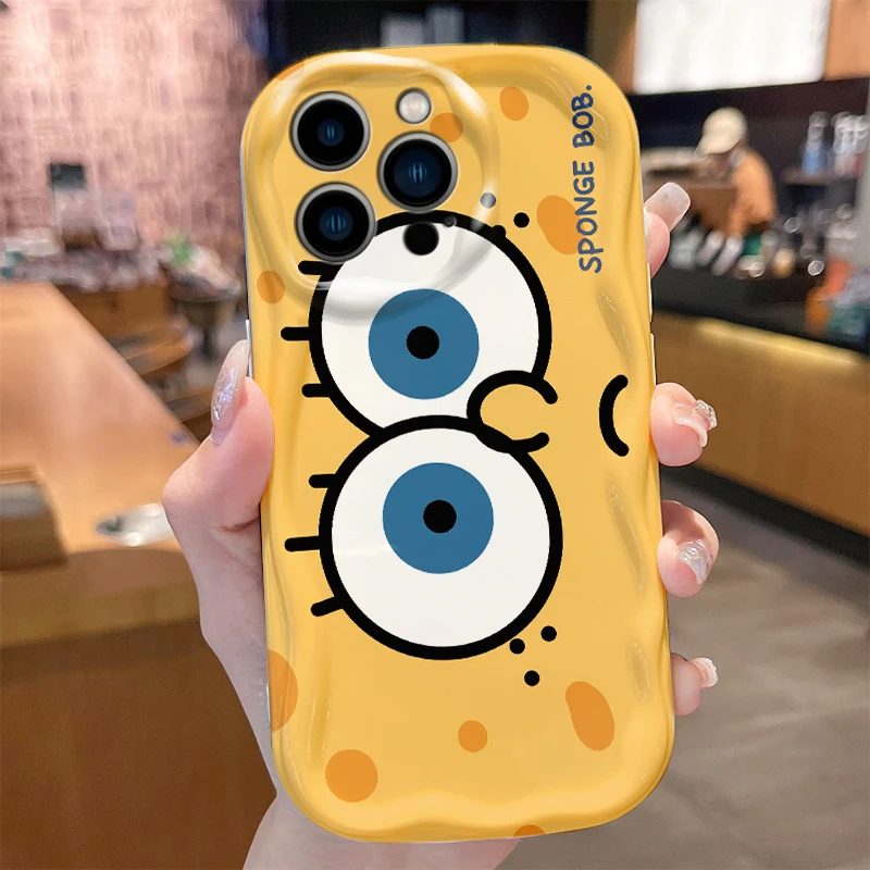 S-SpongeBobs Wave Phone Case for iPhone 15 14 Plus 13 12 Mini 11 Pro Max XS X XR 8 7 6 6S SE 2022 2020 Shockproof Silicone Cover